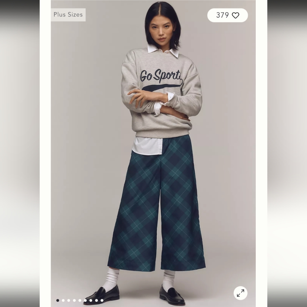 Anthropologie Plaid Wide-Leg Pants
